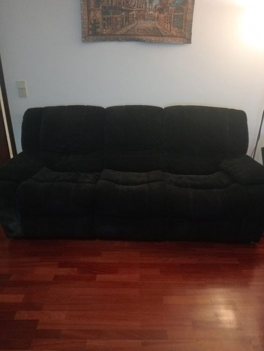 Sofá, preto, 3 lugares