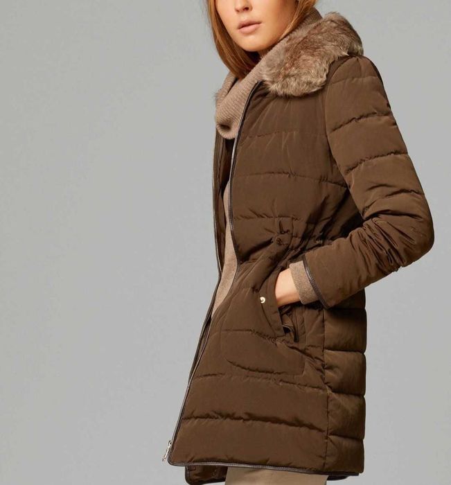Massimo Dutti kurtka płaszcz puchowa S 36 odpinany kołnierz