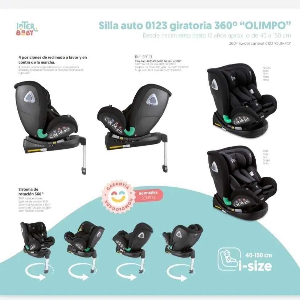 Interbaby  fotelik samochodowy Isofix  iSize 0-36 kG OBROTOWY NOWY