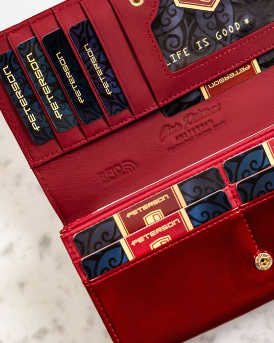 portfel damski skórzany ptn ph20-1-sh-1840 red