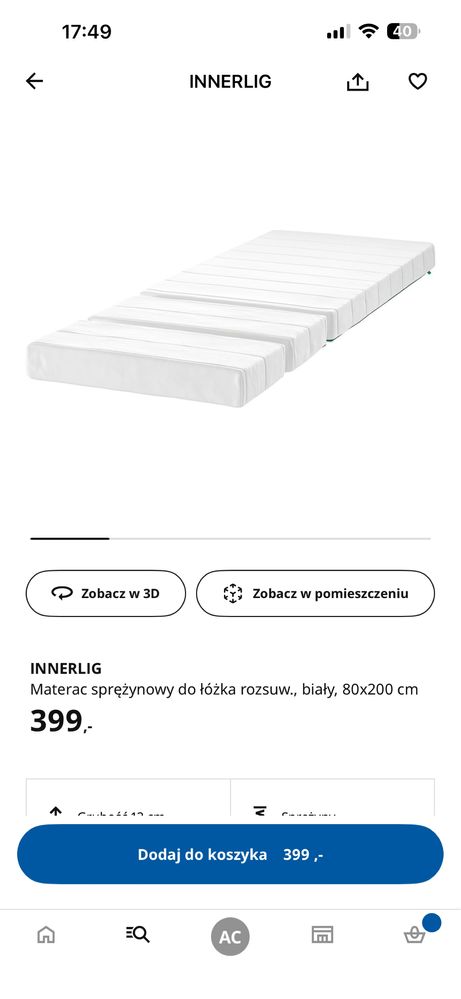 Łóżko rosnące razem z dzieckiem 80x200 z materacem sprężynowym