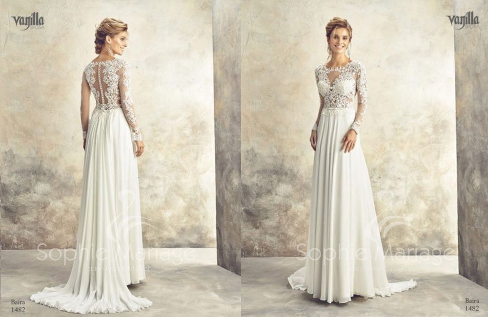 Suknia ślubna koronka rozporek 34/36 Vanilla Sposa