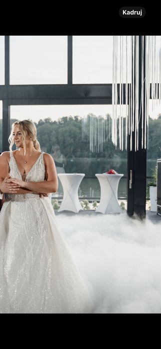 Suknia ślubna brokatowa dla wysokich, mozliwosc skrocenia