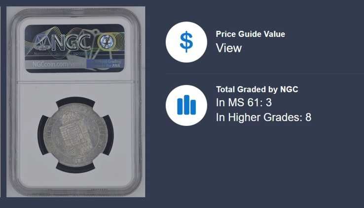 Серебряная монета 1 форинт 1876 (редкий год) в слабе NGC Венгрия