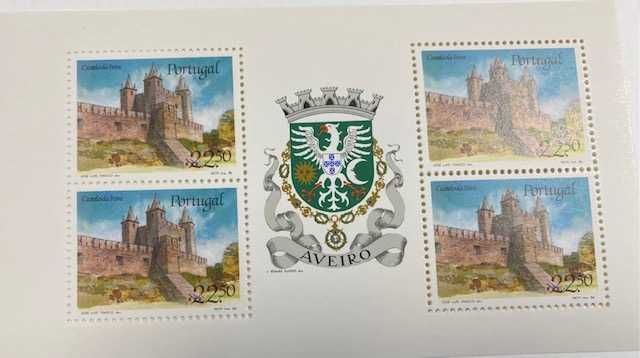 Filatelia - 5 carteiras de selos Castelo Feira e Arquitetura Popular