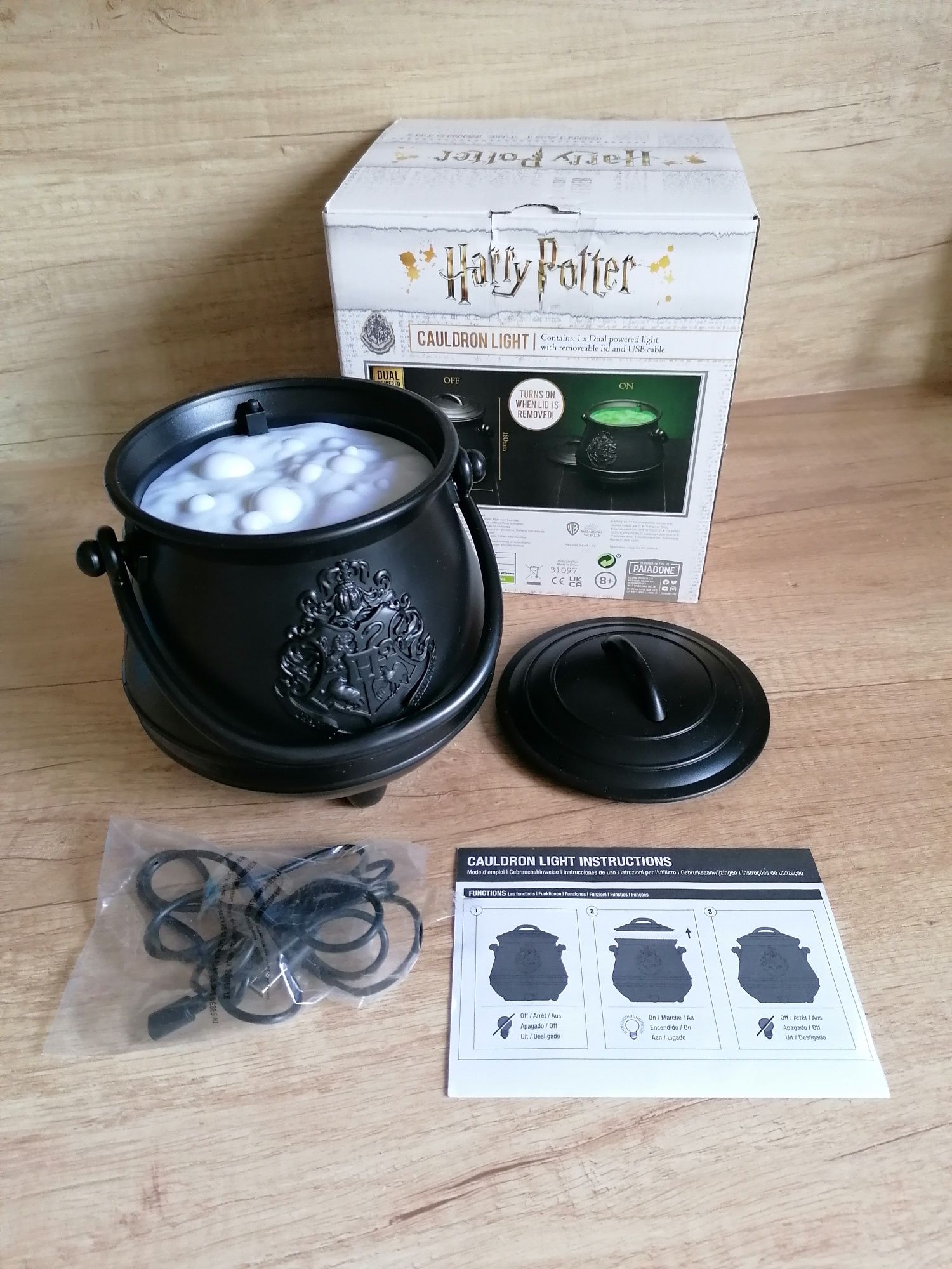 HARRY POTTER lamka nocna Kociołek Led na USB +2xgry