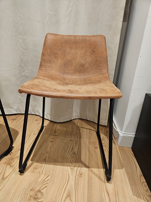 3 cadeiras de jantar de couro castanho sklum