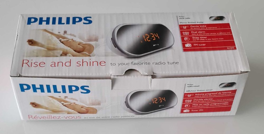 Rádio Philips com relógio despertador AJ1000
