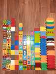 Klocki Lego Duplo na sztuki kwadratowe, podłużne, kwiatki, ludziki