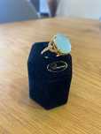 Anel zirconia azul com 3 banhos em ouro 18k