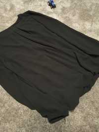 Czarna bluzka tiulowa wizytowa bufiasty rękaw długi dół bombka