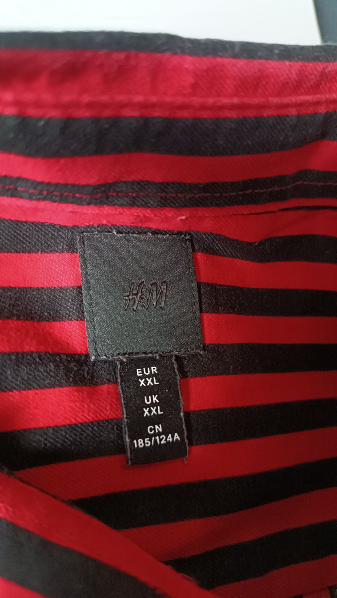 Koszula męska H&M XXL czerwono-czarne paski