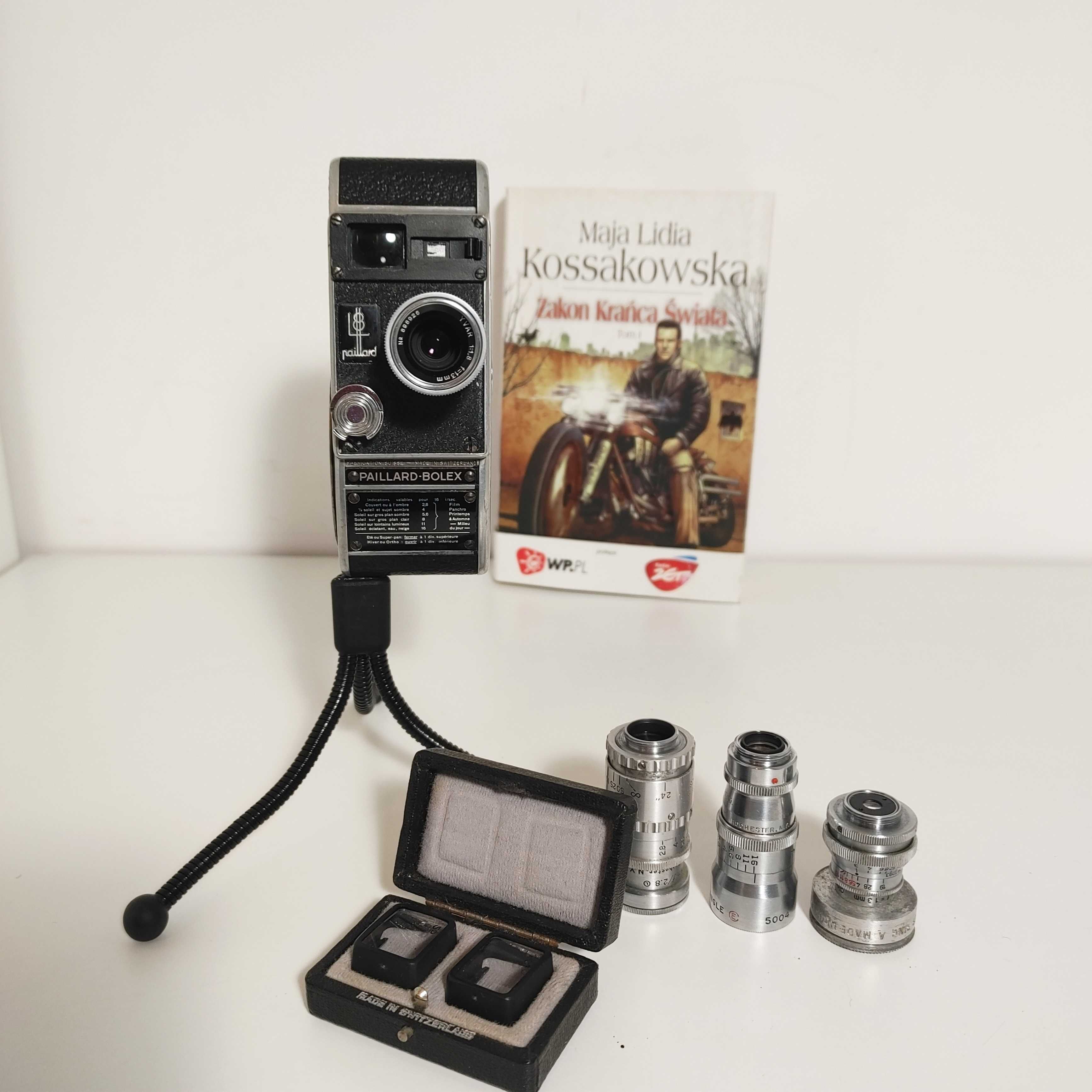 Komplet Kamera filmowa 8mm Paillard Bolex z czterema obiektywami