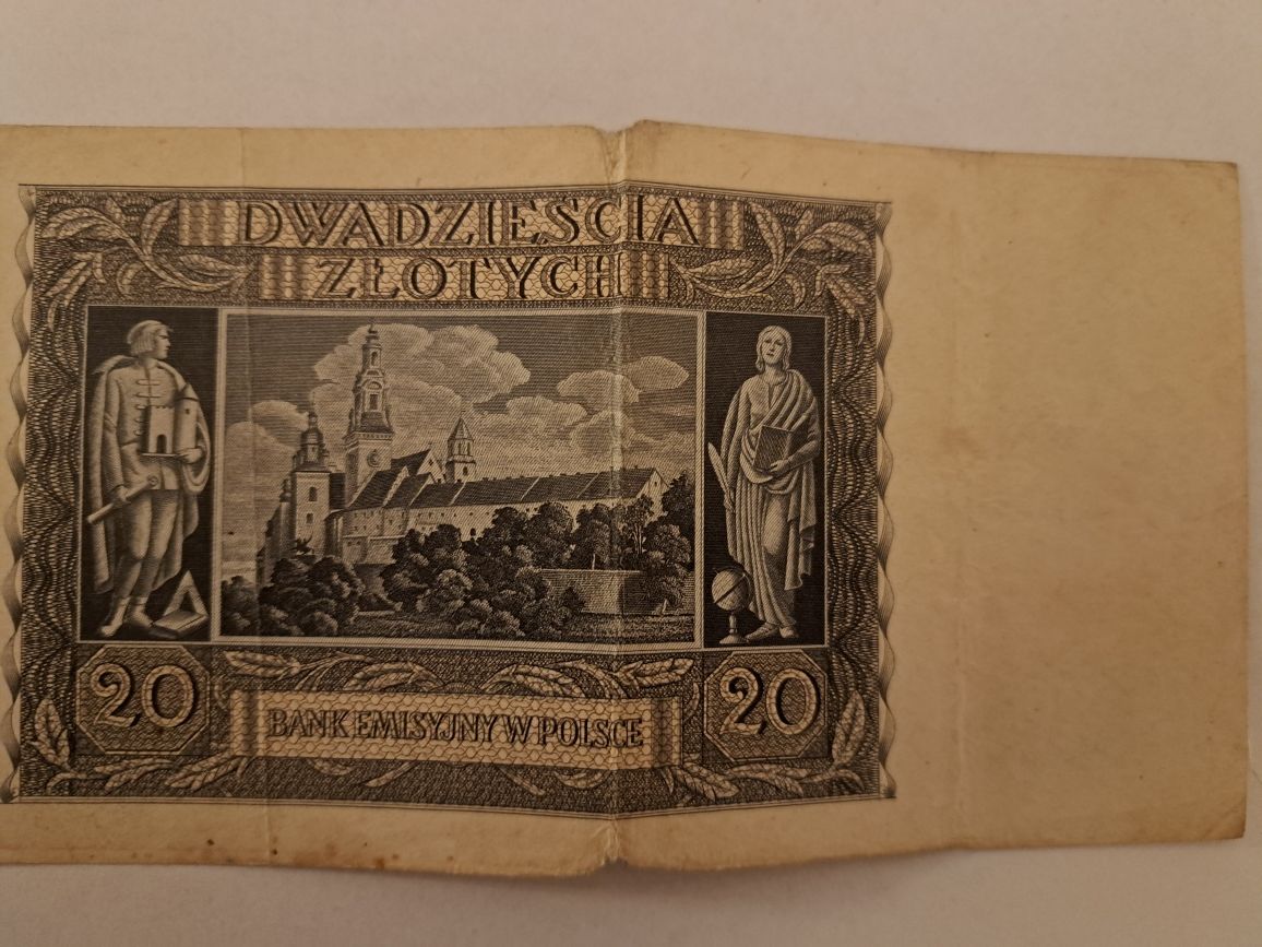 Banknot Dwadzieścia Złotych Bank Emisyjny W Polsce Kraków 1 Marca 1940