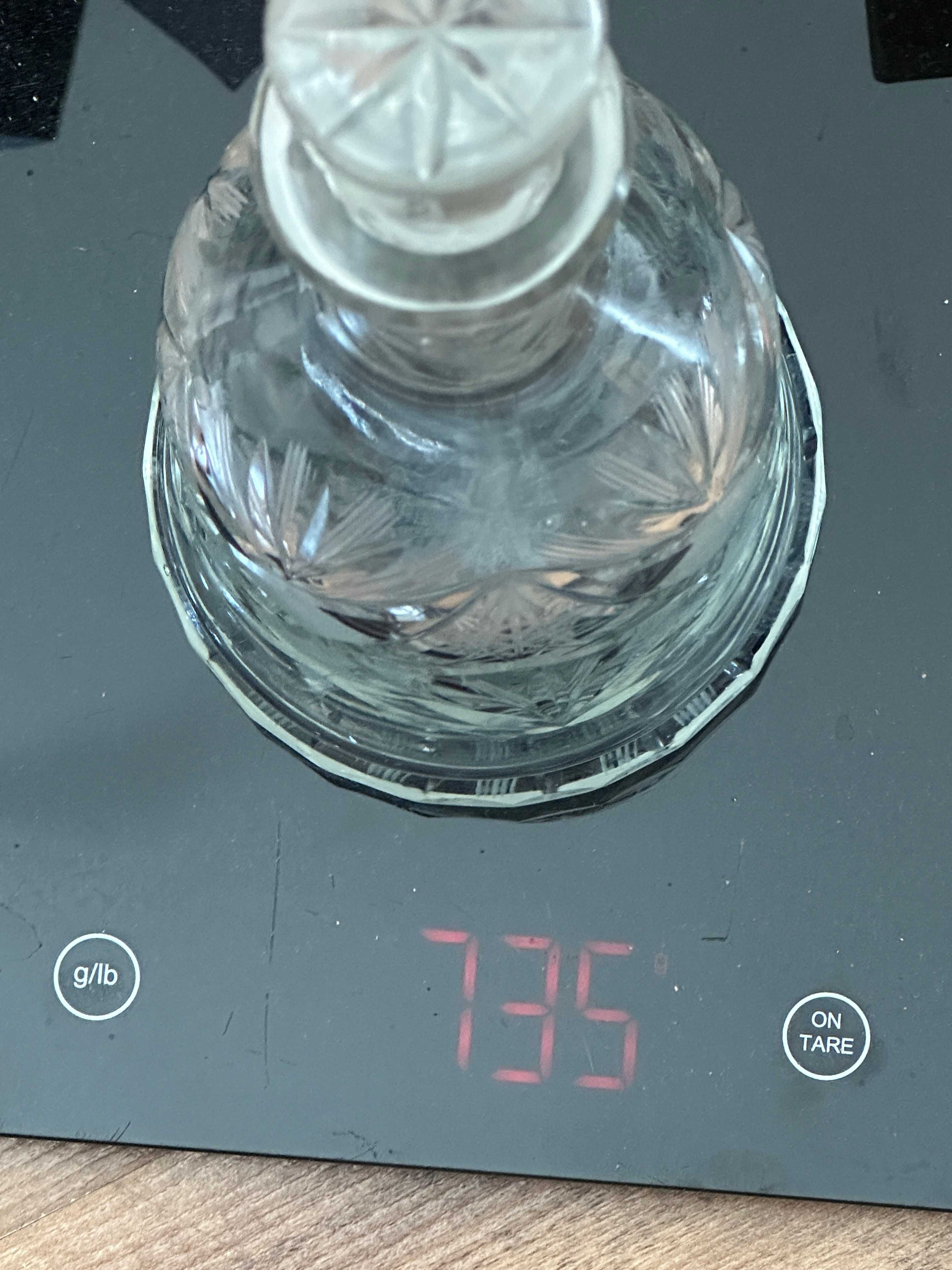Karafka kryształ PRL szlify wys 21 cm 500 ml waga 735 gr