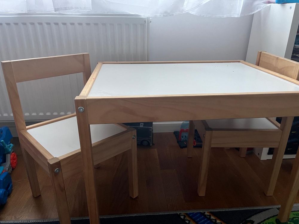 LÄTT Stolik dziecięcy i 2 krzesła, biały/sosna IKEA