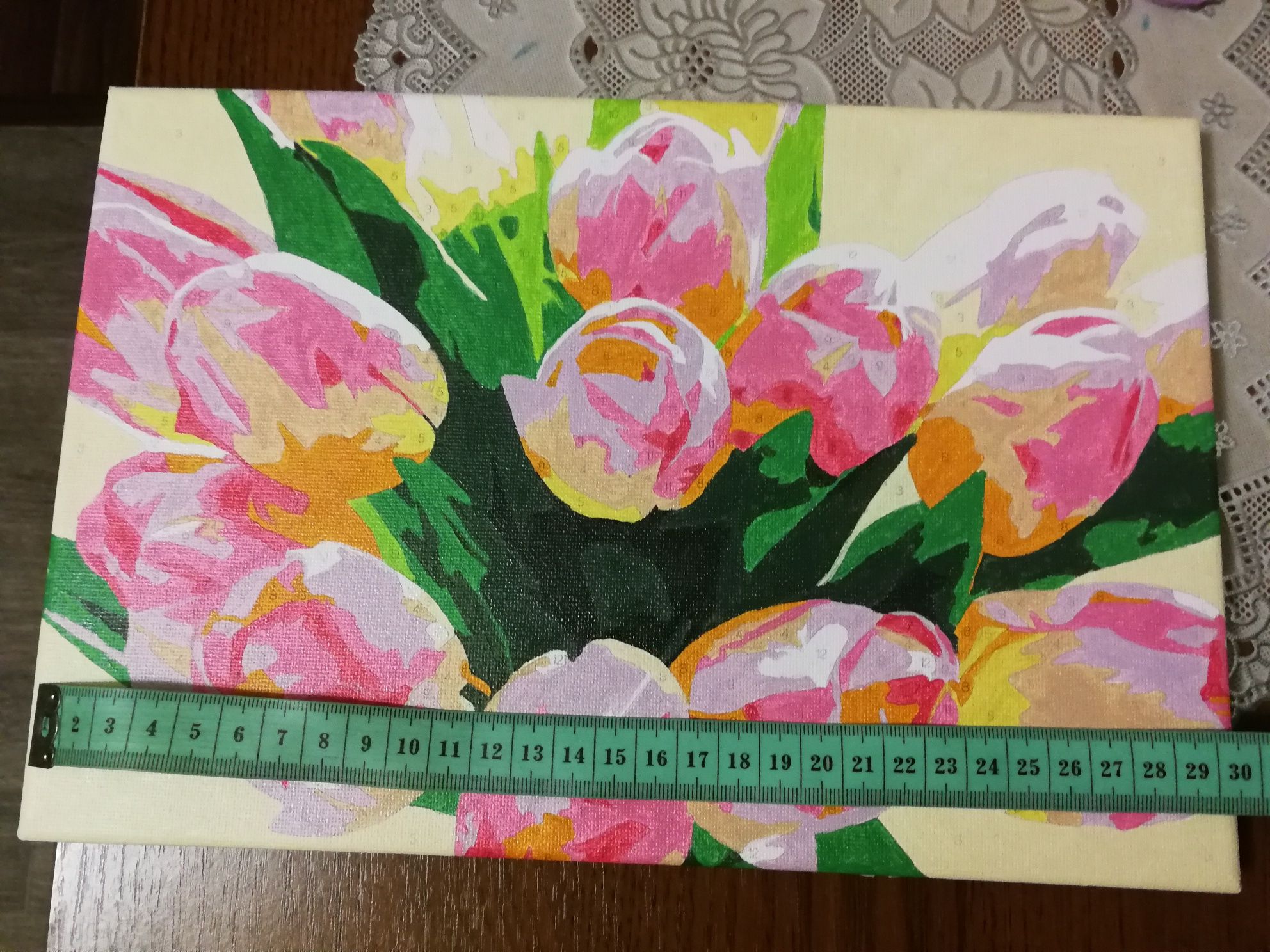 Картина акрил тюльпани, букет квітів 19.5*29.5.