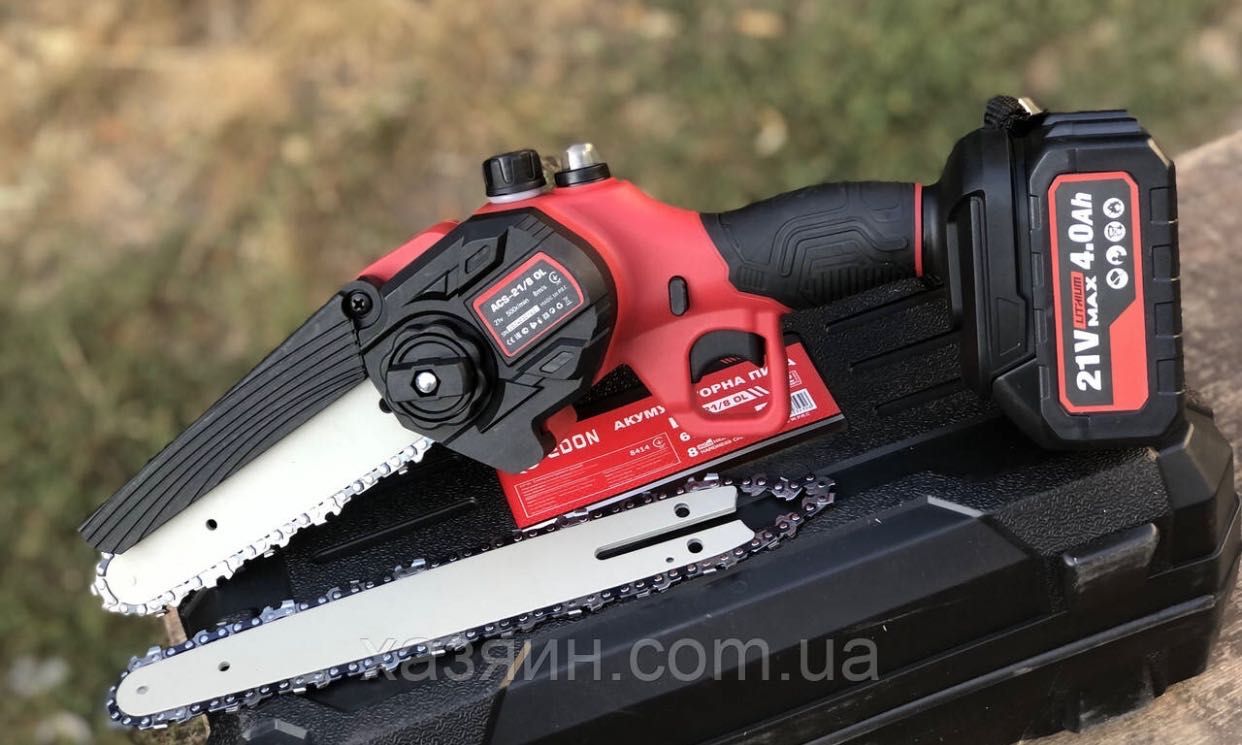 Аккумуляторная пила Edon ACS-21/8 OL (2 шины, 2 аккумы 4 Ач, зарядное)