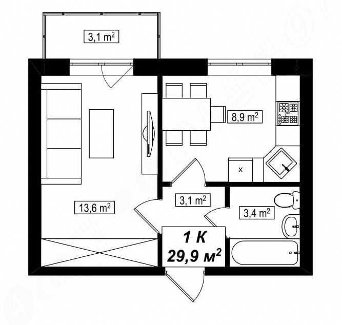 ЖК "Амстердам Клубний" - Квартира мрії! 29,9 м² с.Білогородка