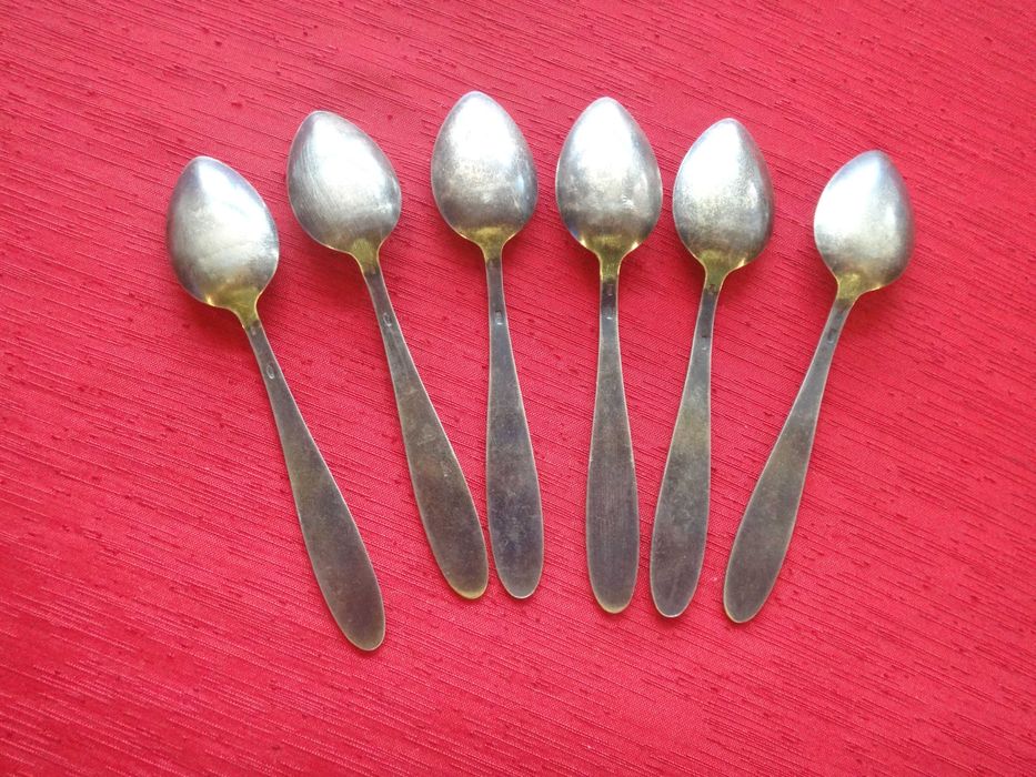 Srebrne łyżeczki w emalii 6 szt. Rosja - srebro