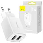 Mocna Ładowarka sieciowa Baseus Compact 2x USB 2.1A 10.5W Biała