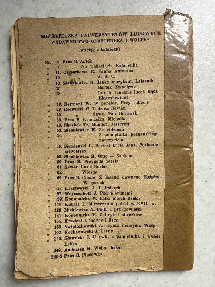 Stara ksiazka Eliza Orzeszkowa 1946