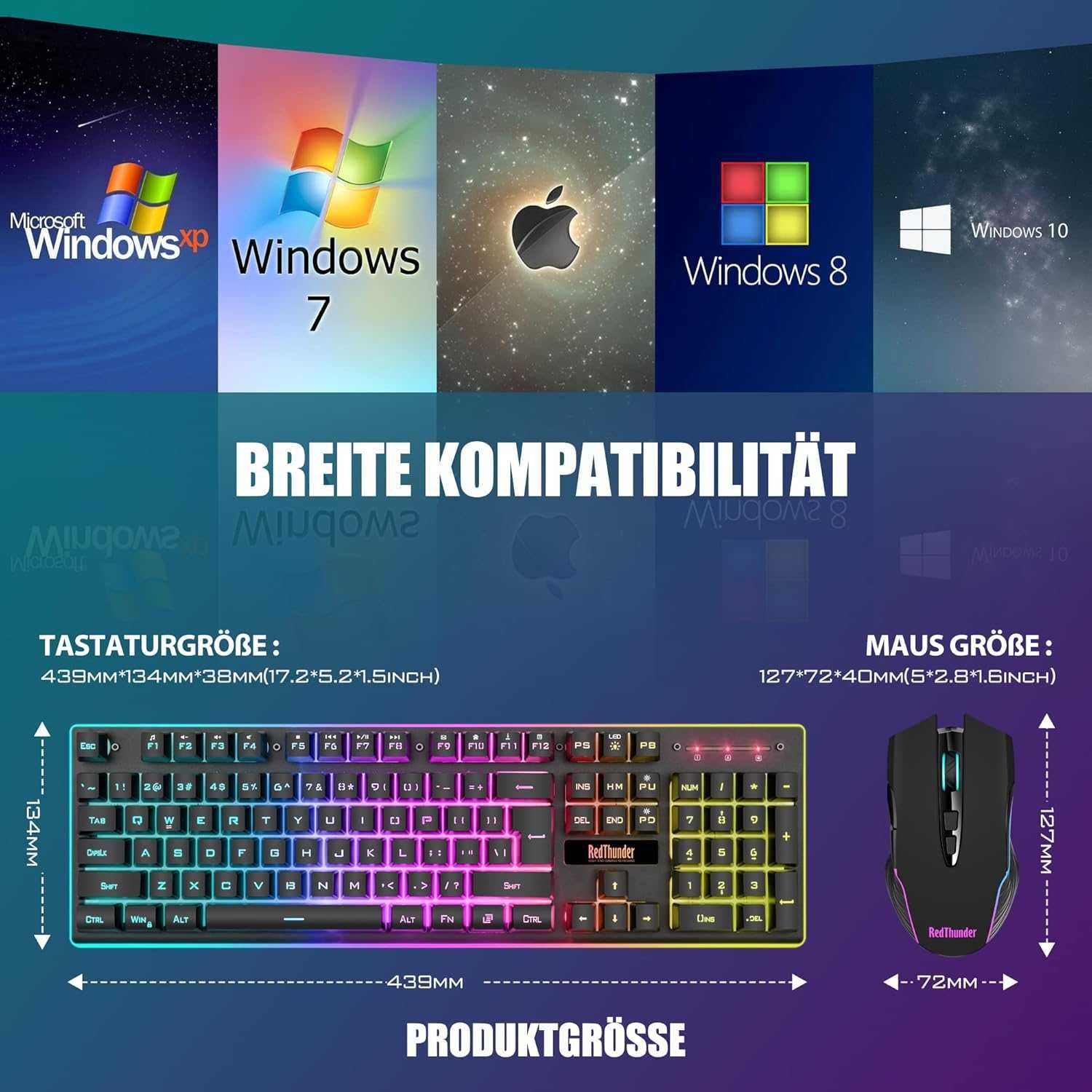 klawiatura plus mysz bezprzewodowe redthunder k10 układ azerty gaming