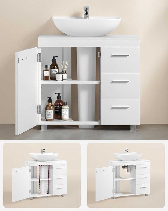 Nowa Szafka pod Umywalkę Biała 70cm z Szufladami / półka regał