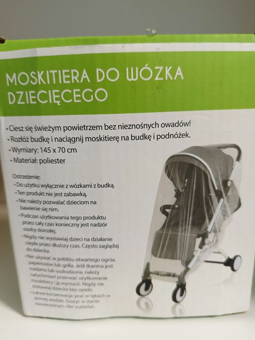 Biała moskitiera do wózka dziecięcego