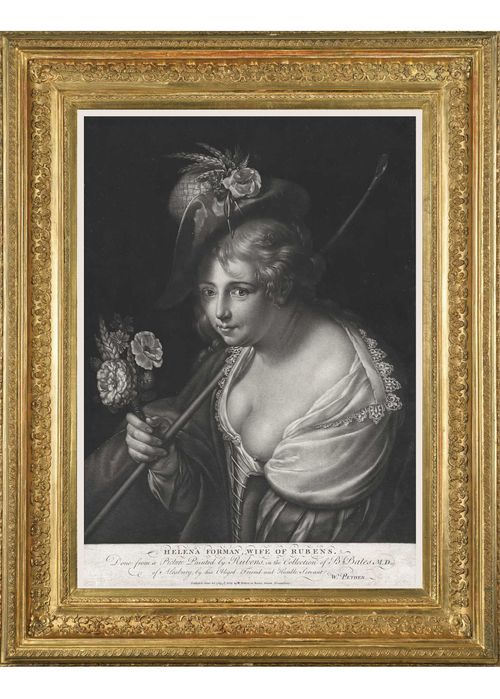 Litografia z 1780 rok, Helena Fourment żona Rubensa, 38cm x 53cm