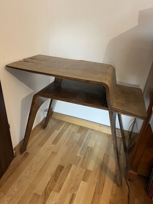 Stolik art deco rtv prl gięta sklejka vintage