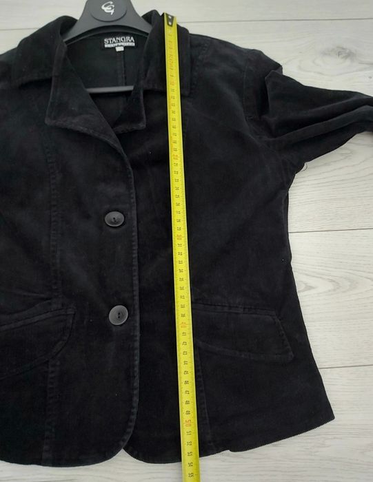 Marynarka/żakiet ze sztruksu, czarna damska, taliowana rozmiar  M/38