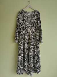 Długa sukienka stradivarius motyw zebra maxi midi falbanka M L XL