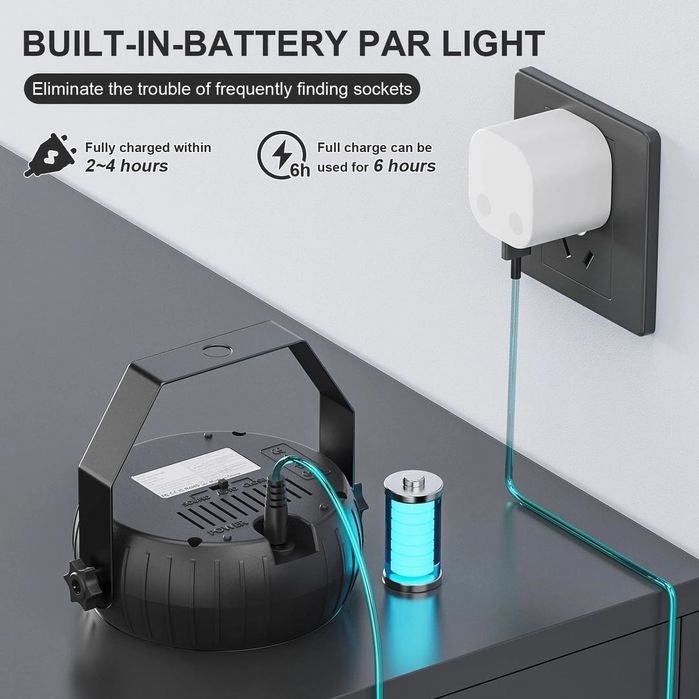 Akumulatorowy reflektor 2szt z pilotem LED RGB 12 diodowy