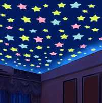 блискучі світлові зіркові наліпки на стіну для спальні