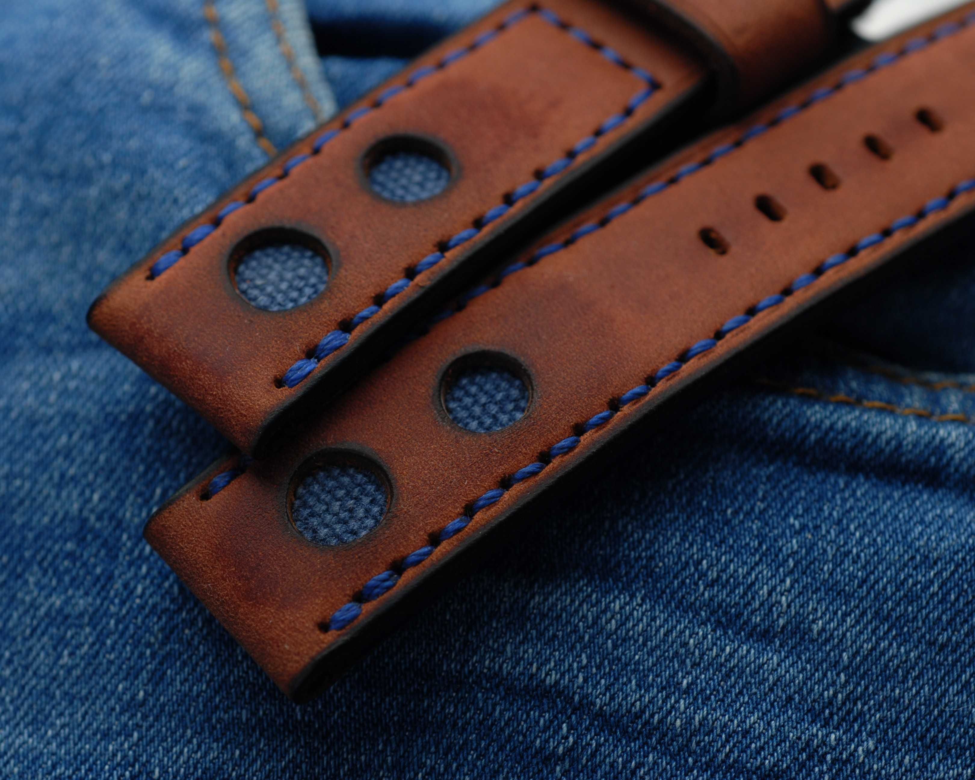 Ремешок ручной работы для часов 22 мм Авторский кожаный браслет