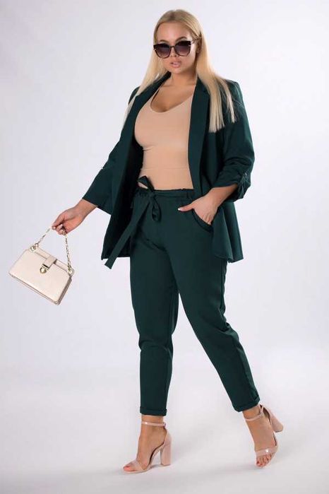 Garnitur damski ANET plus size (S-5XL)  butelkowa zieleń na zamówienie