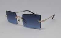 Gucci очки унисекс серо синий градиент в золотистом металле модные