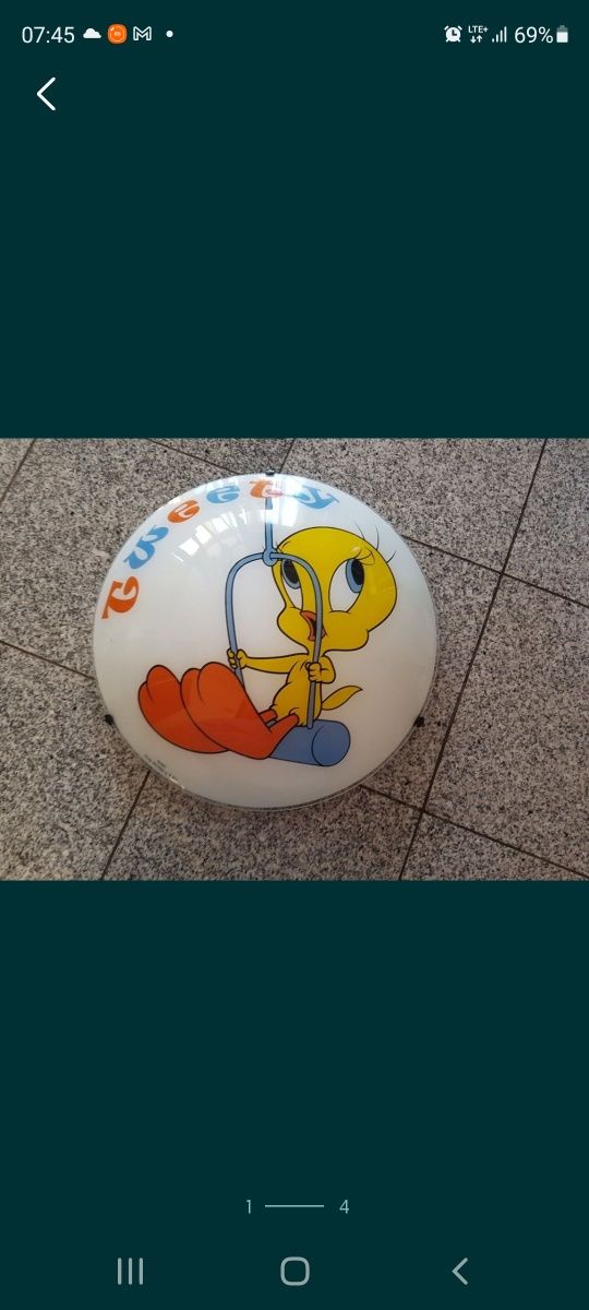 Lampa plafon szklana nowa Tweety pokój dziecięcy średnica 40cm okrągła