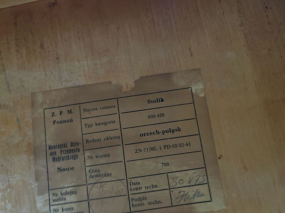 Meble PRL - biblioteka witryna ława orzech połysk
