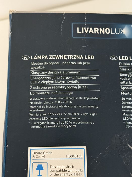 lampa zewnętrzna led, kinkiet zewnętrzny livarnolux