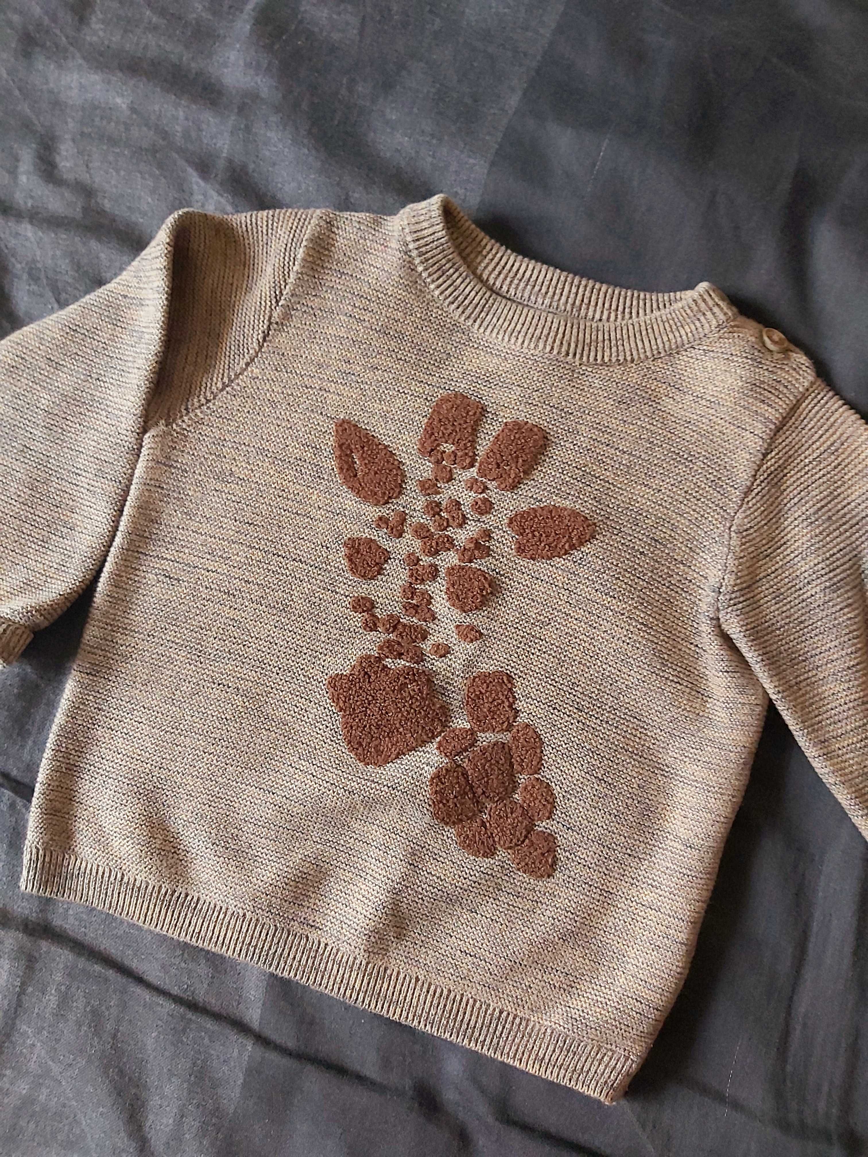 Sweter dla chłopca w żyrafę roz 86 Reserved brązowy beżowy