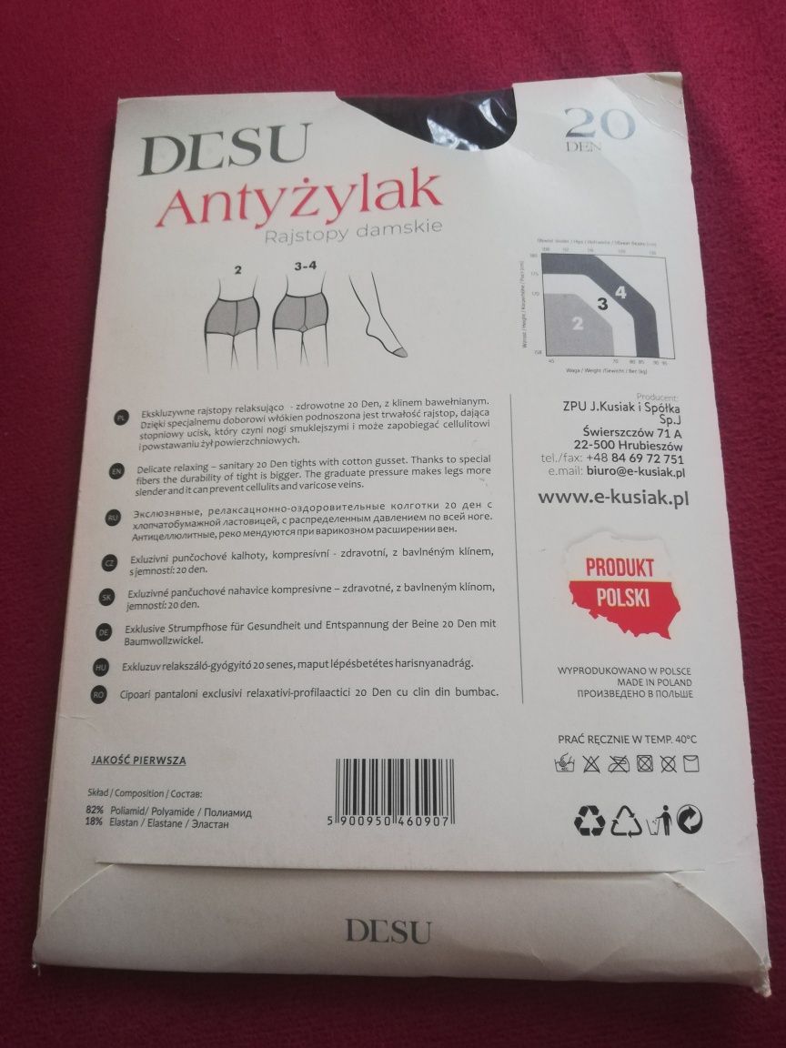 Rajstopy czarne 20 nowe xl