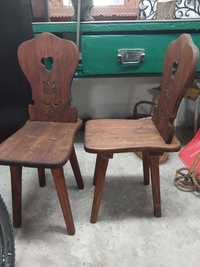Stare krzesła zydle góralskie lite drewno ręcznie zdobione krzesło