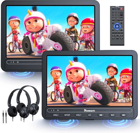 NAVISKAUTO Samochodowy odtwarzacz DVD 10,1 cala, z 2 słuchawkami