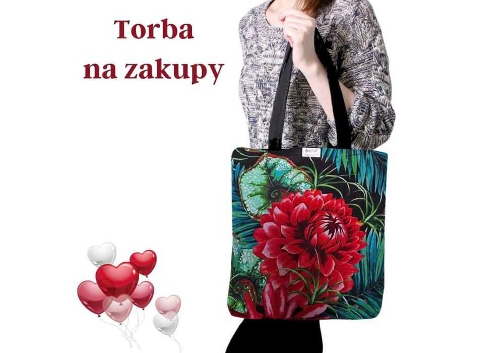 Torba siatka na zakupy Red Dahlia Elegancja, natura i funkcjonalność