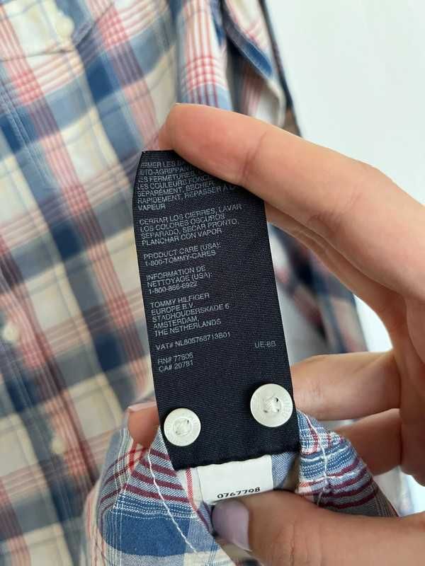 koszula damska klasyczna w kratę Tommy Hilfiger Denim L