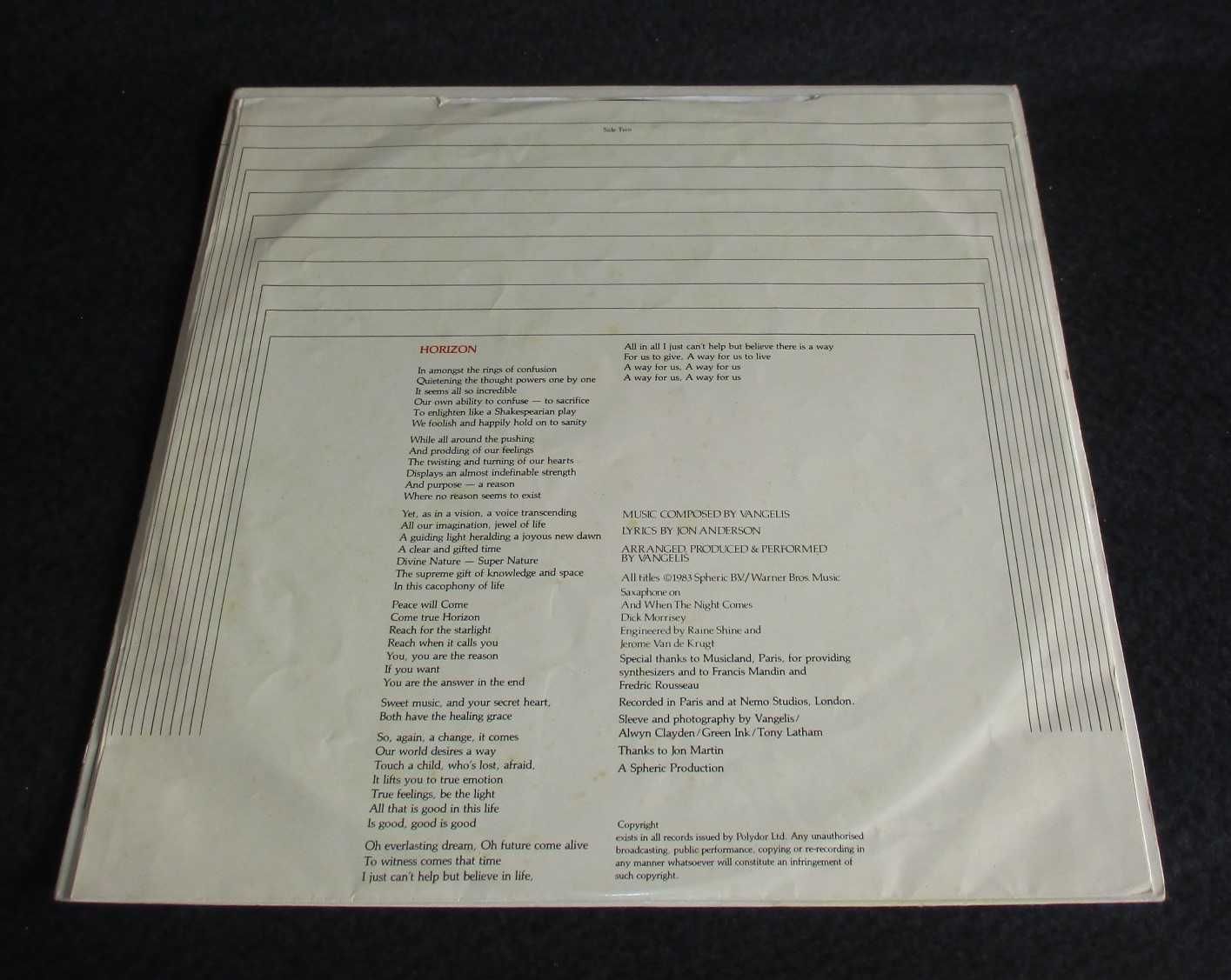 Disco LP Vinil Jonh And Vangelis Private Collection 1983
