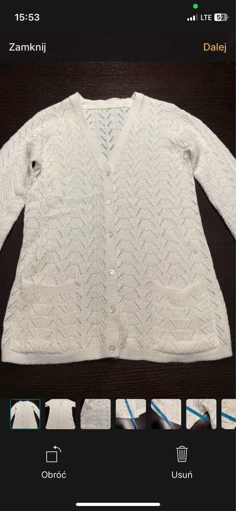 Biały sweter rozpinany damski (made in USA)