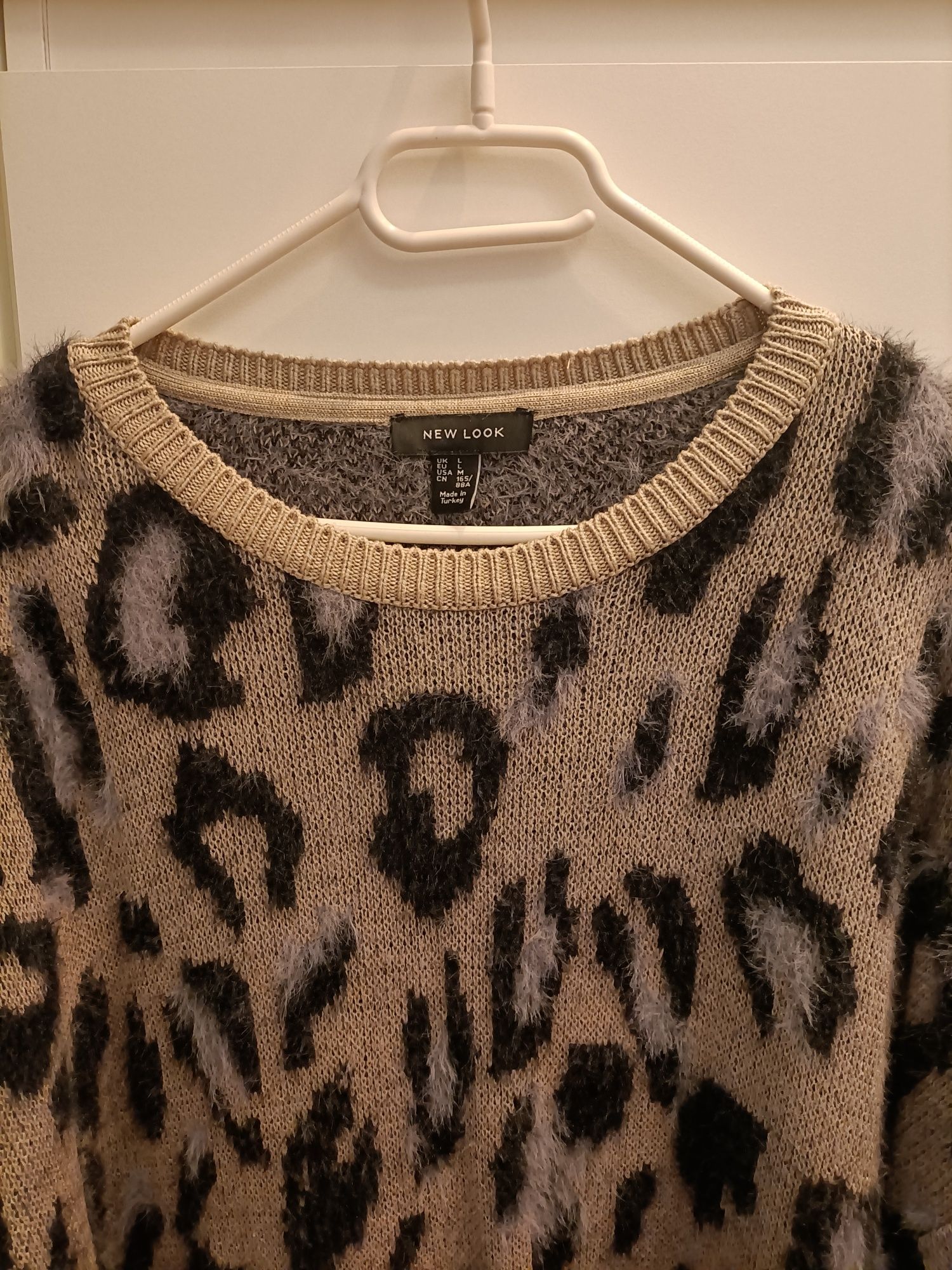 Gruby sweter panterka New Look L jak nowy